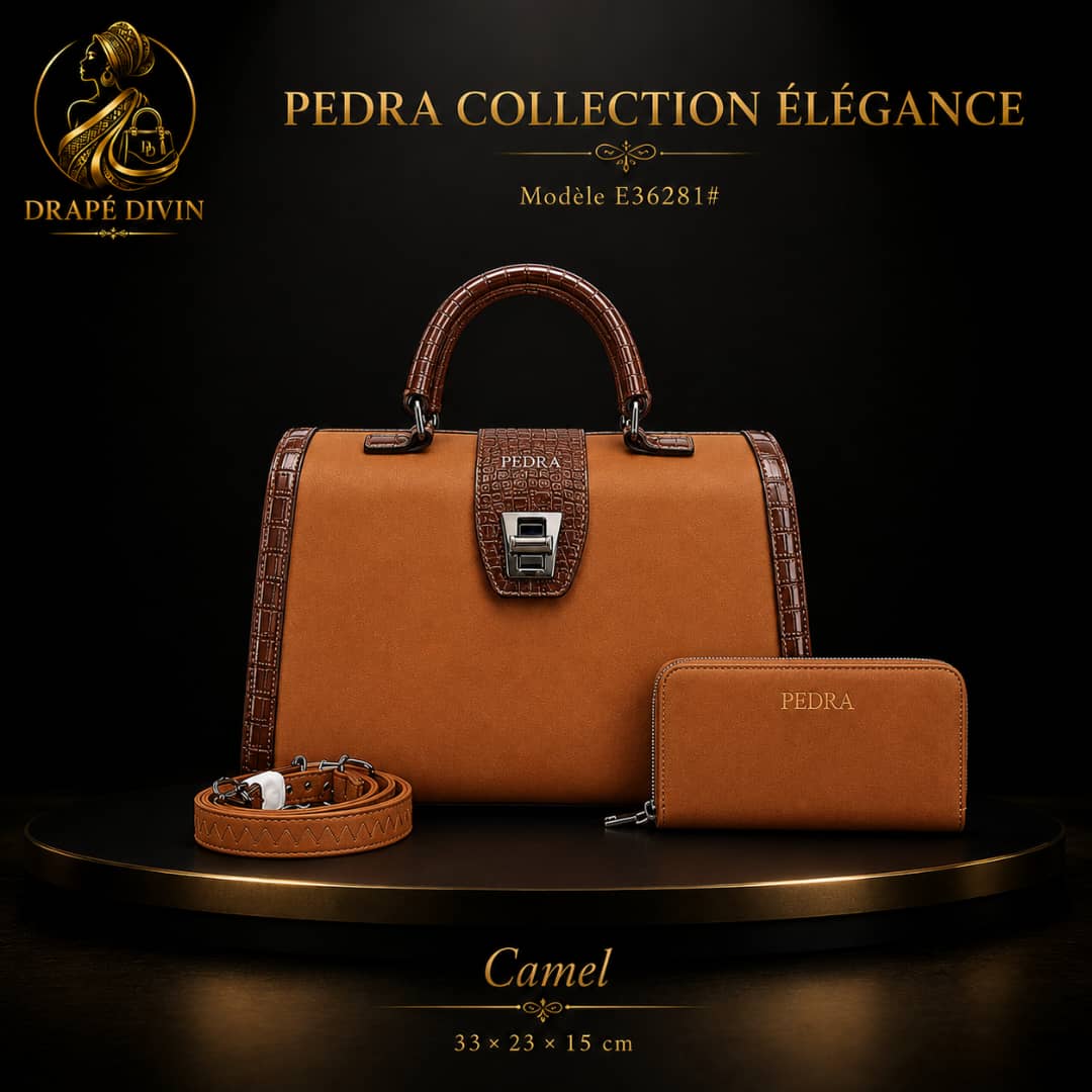 Ensemble sac + portefeuille PEDRA Élégance — Camel