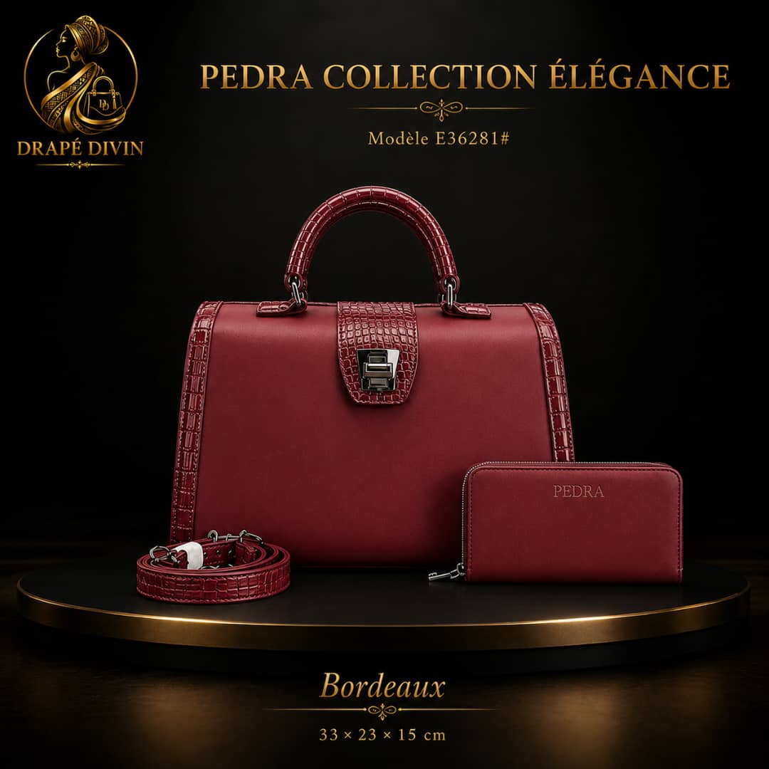 Ensemble sac + portefeuille PEDRA Élégance — Bordeaux